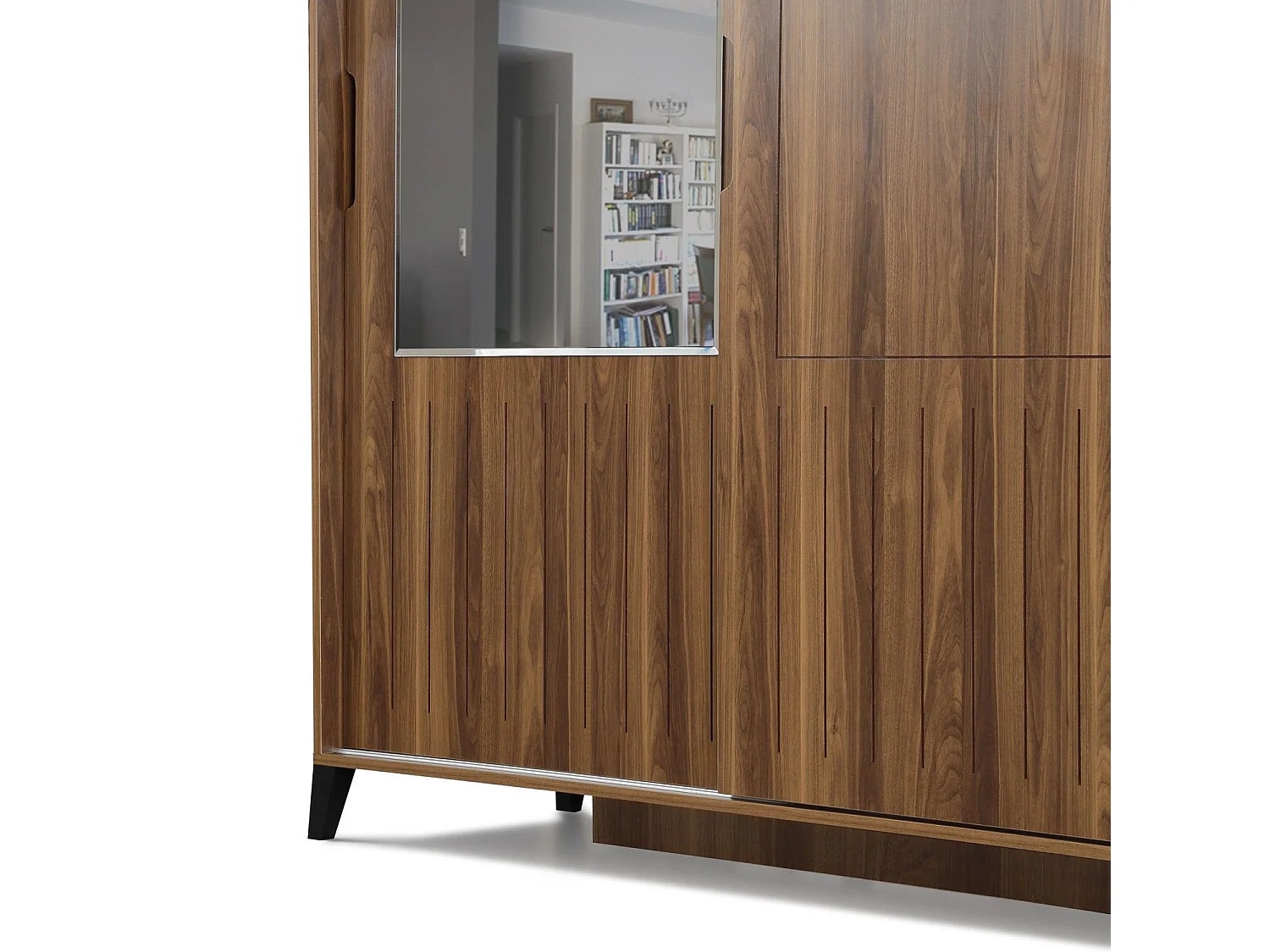 Bruin houten volwassenenkast 2 schuifdeuren met spiegel Marka - 8 maten-Breedte 120 cm