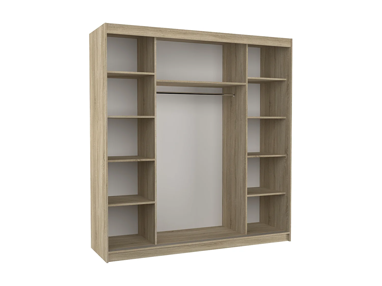 Armoire chambre adulte 2 portes coulissantes bois clair et miroir Baker 200cm