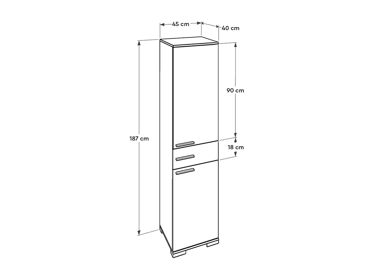 Colonne de rangement multifonctions blanche 2 portes 1 tiroir Lika 45cm