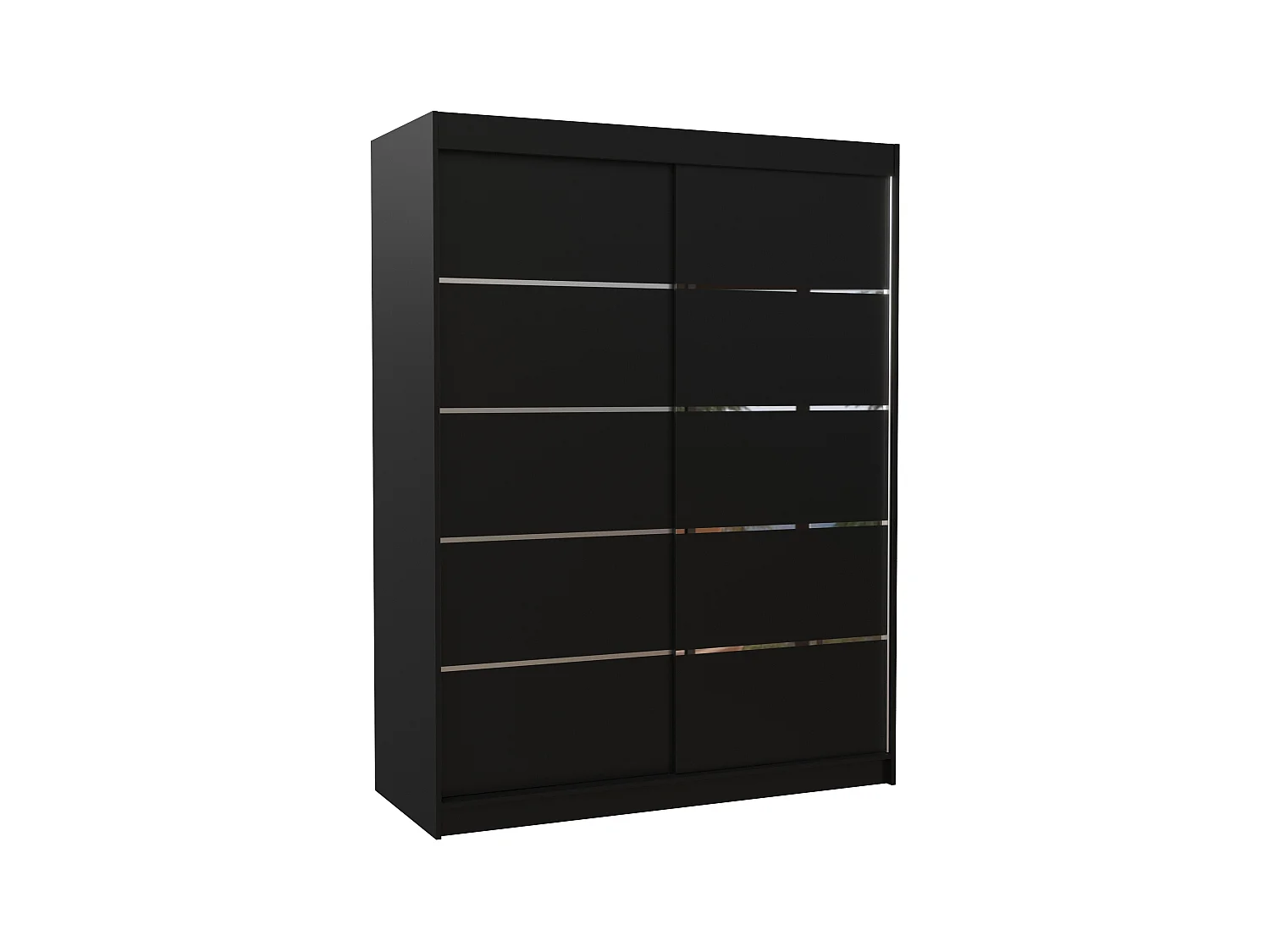 Armoire de chambre à coucher noir 2 portes coulissantes bois noir et alu Kubik 150cm