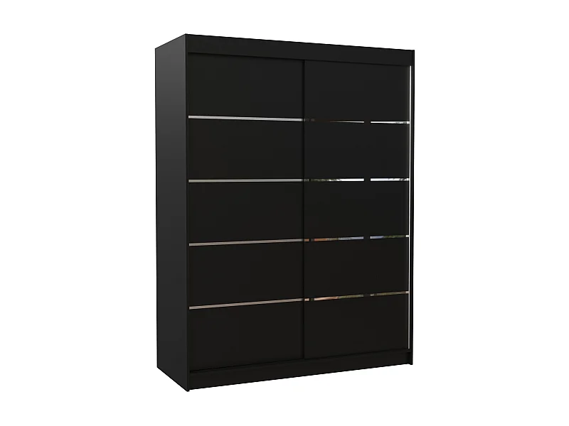 Armoire de chambre à coucher noir 2 portes coulissantes bois noir et alu Kubik 150cm