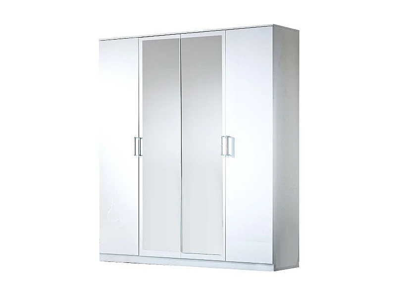 Armoire de chambre design 4 portes battantes bois laqué blanc Turin 181cm