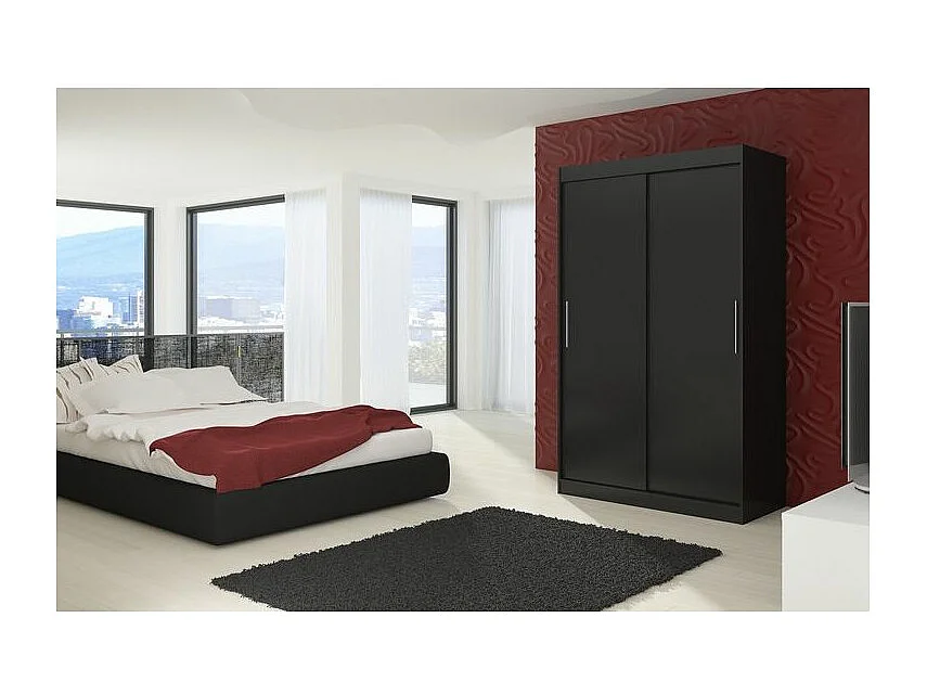 Armoire de chambre à coucher noir 2 portes coulissantes Kelly 180cm