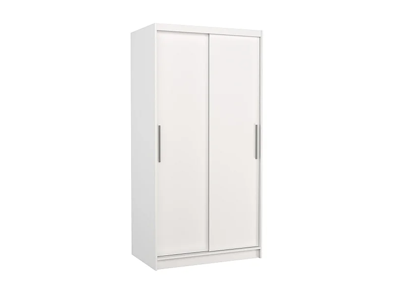 Petite armoire de chambre à coucher blanche 2 portes coulissantes Kilane 100cm