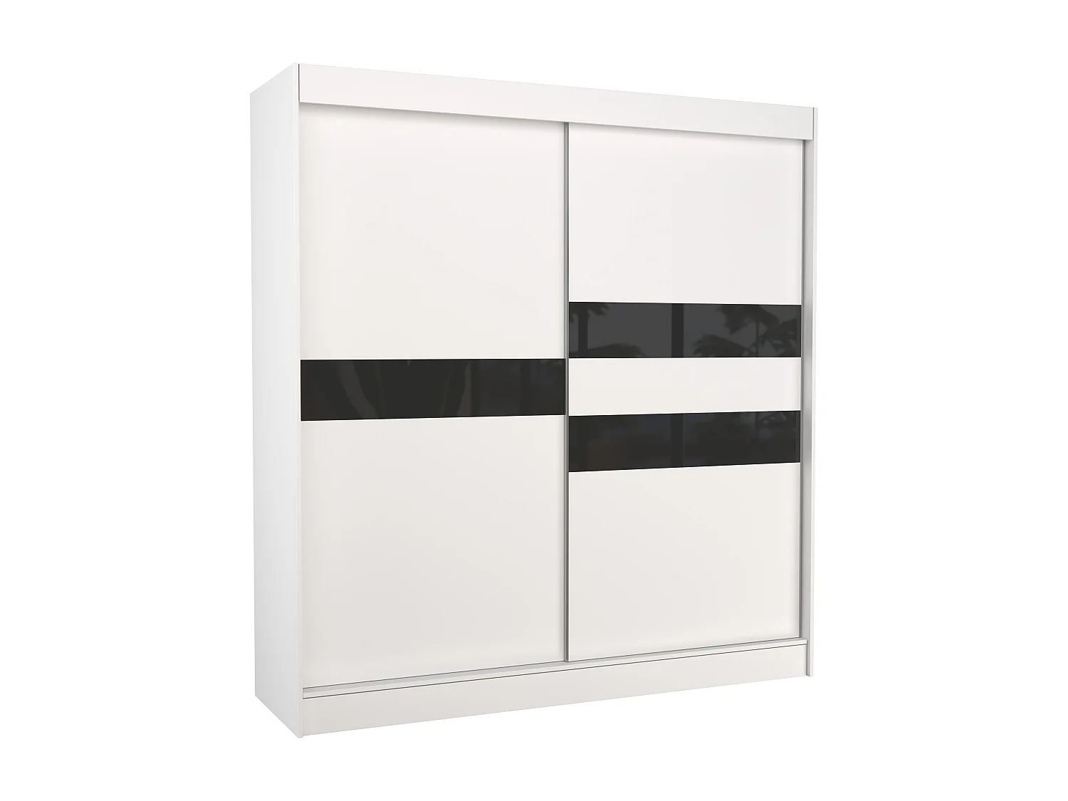 Armoire de chambre à portes coulissantes bois blanc mat et noir laqué Korza - 3 tailles-Largeur 120 cm
