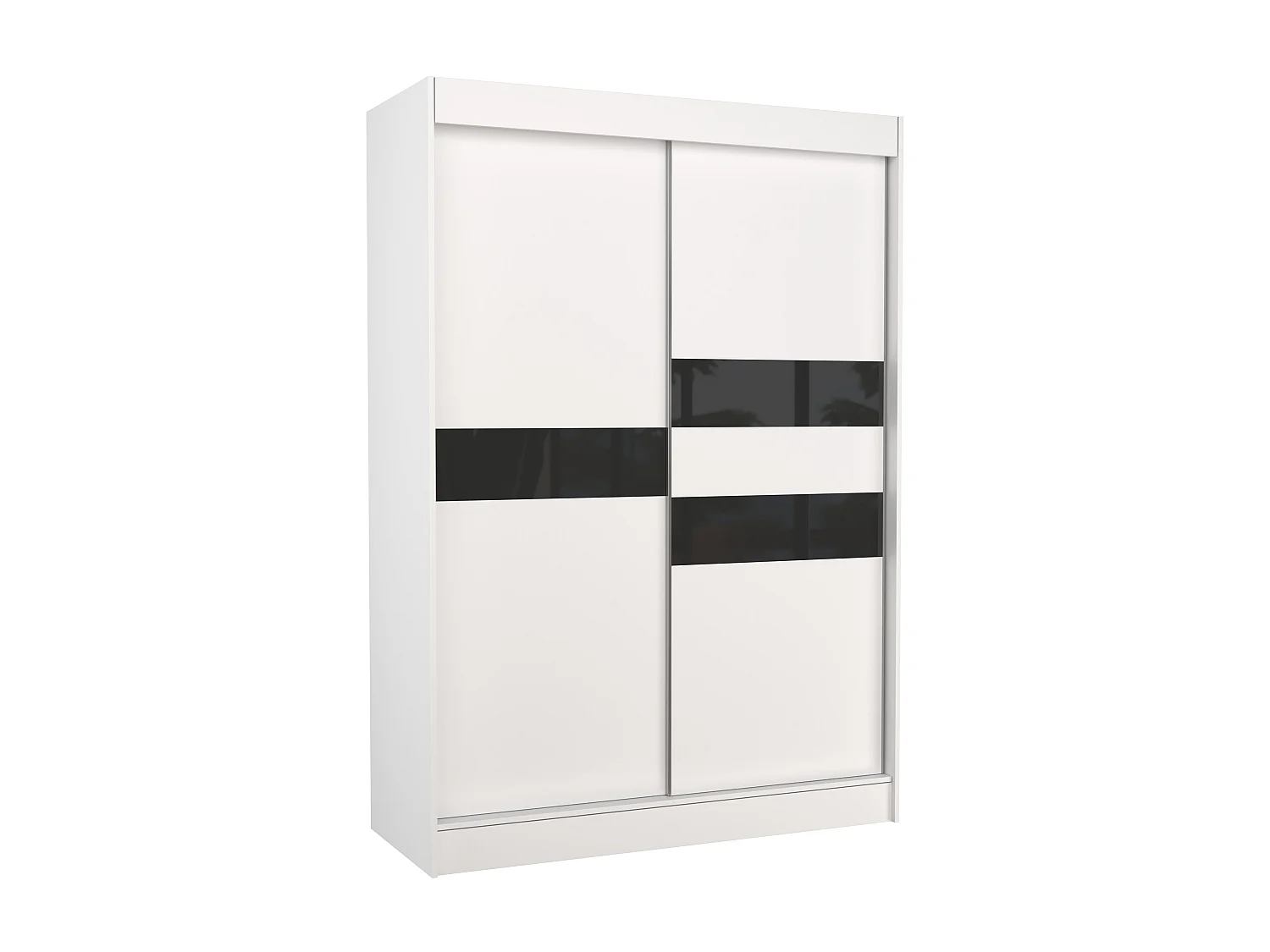 Armoire de chambre à portes coulissantes bois blanc mat et noir laqué Korza - 3 tailles-Largeur 120 cm
