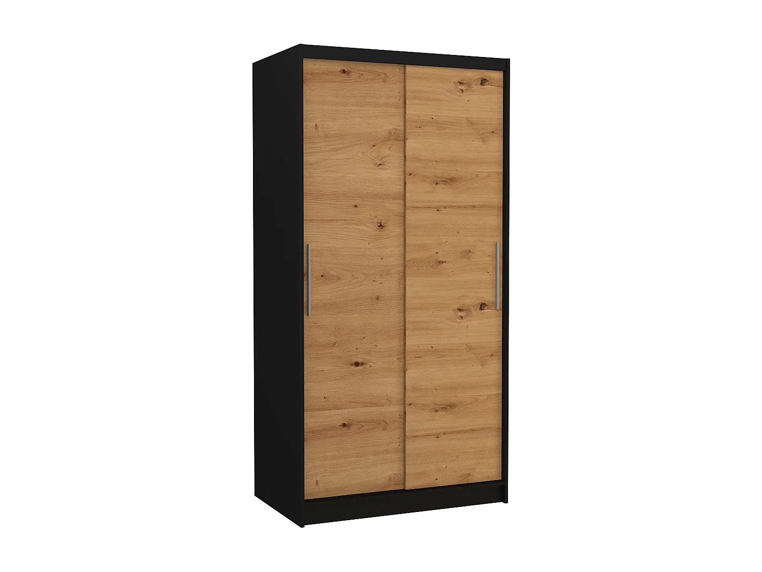Petite armoire de chambre à coucher noir 2 portes coulissantes bois artisan Kilane 100cm