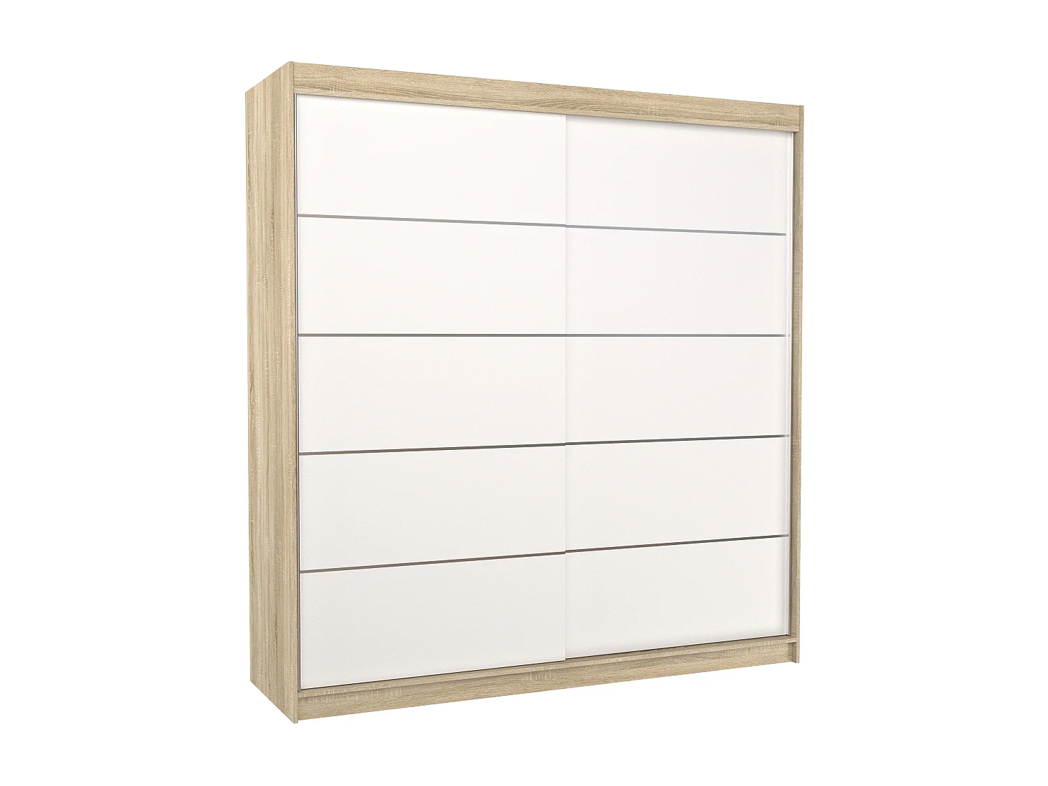 Armoire chambre adulte naturel et blanc 2 portes coulissantes Yvona 200cm