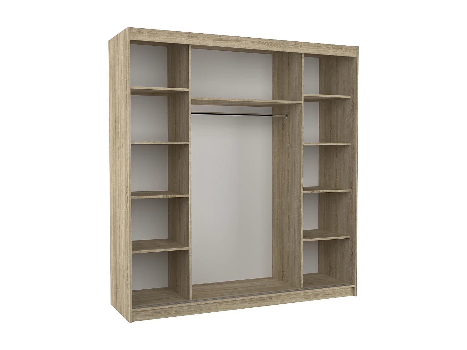 Armario VONA de 200 cm para dormitorio de adulto – Diseño contemporáneo-Natural y blanco