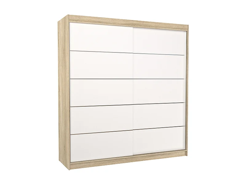 Armoire chambre adulte naturel et blanc 2 portes coulissantes Yvona 200cm
