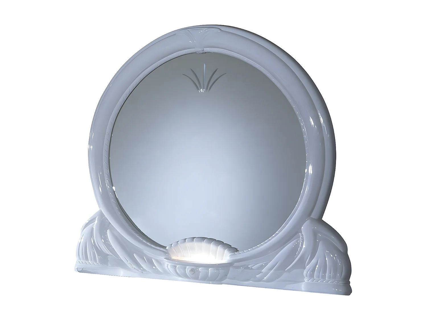 Miroir rond bois brillant blanc Venize 111cm