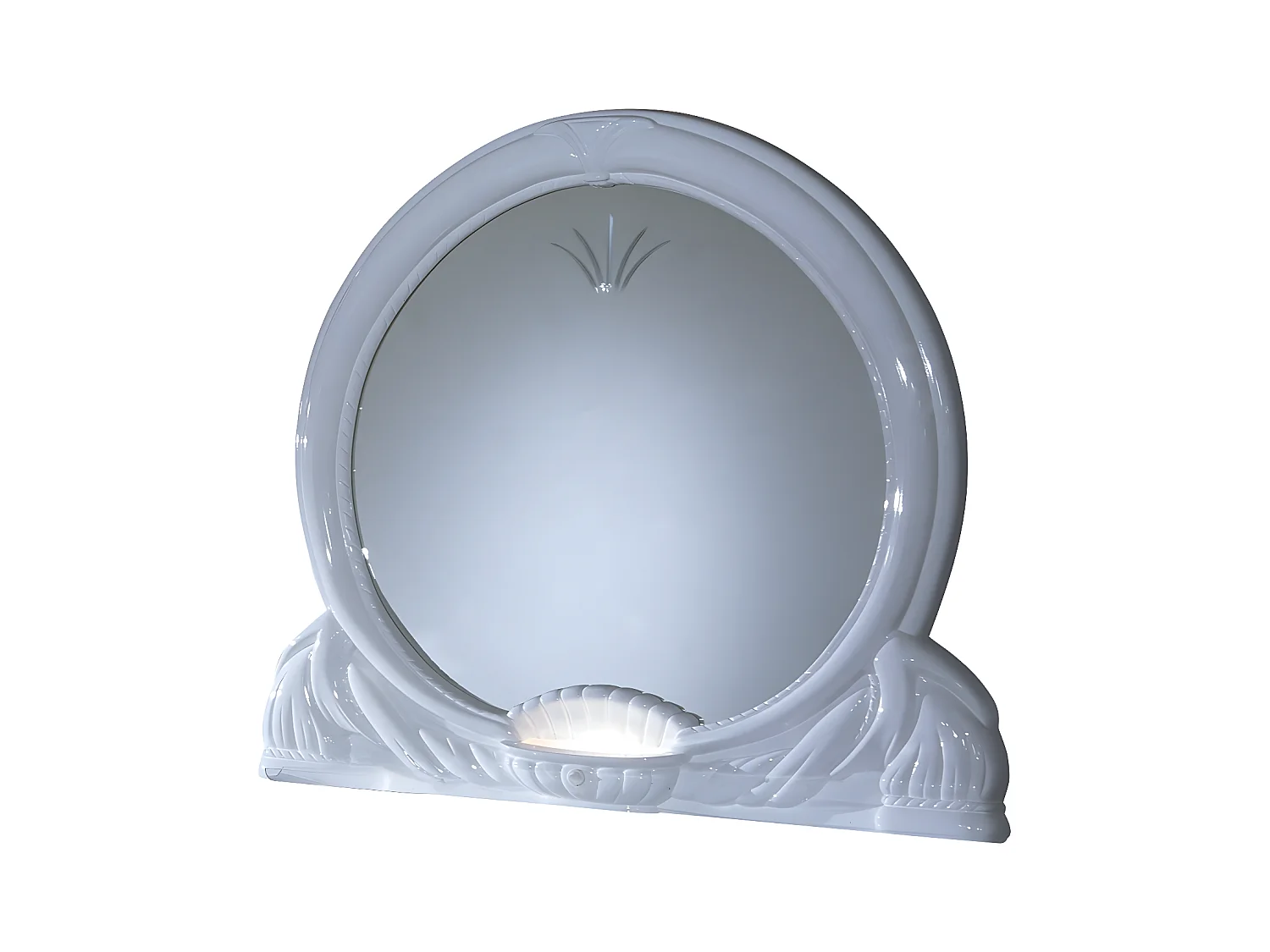 Miroir rond bois brillant blanc Venize 111cm