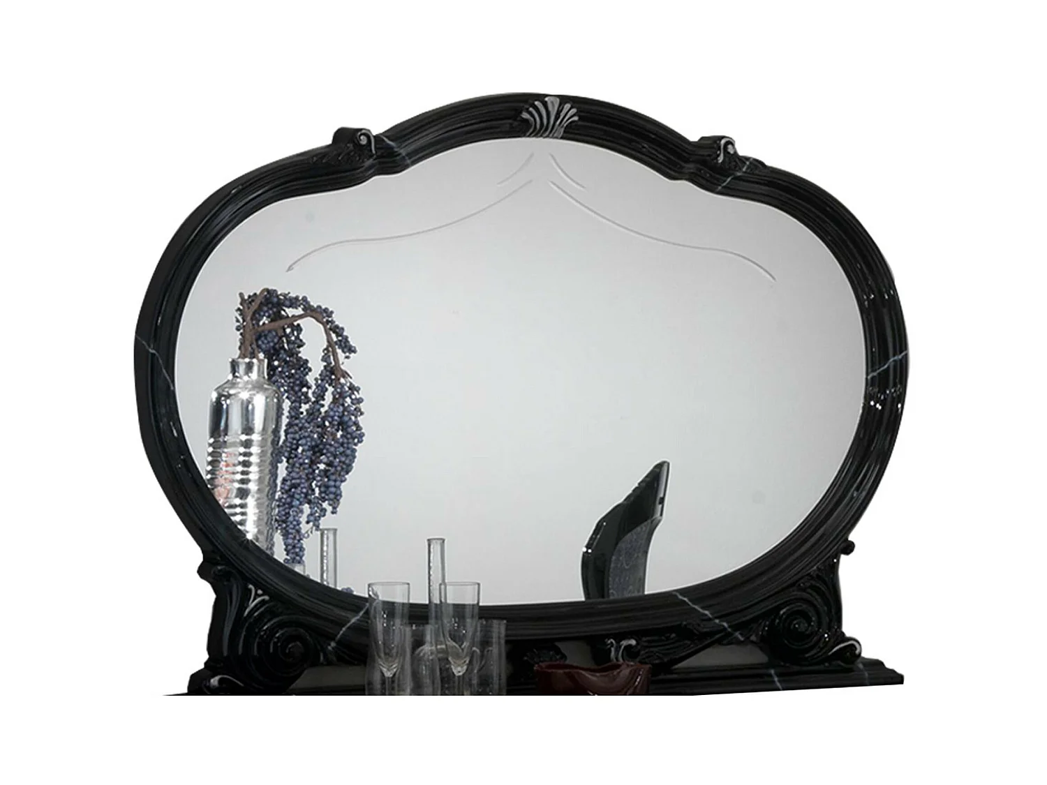 Miroir mural bois vernis laqué brillant noir Venus 130cm