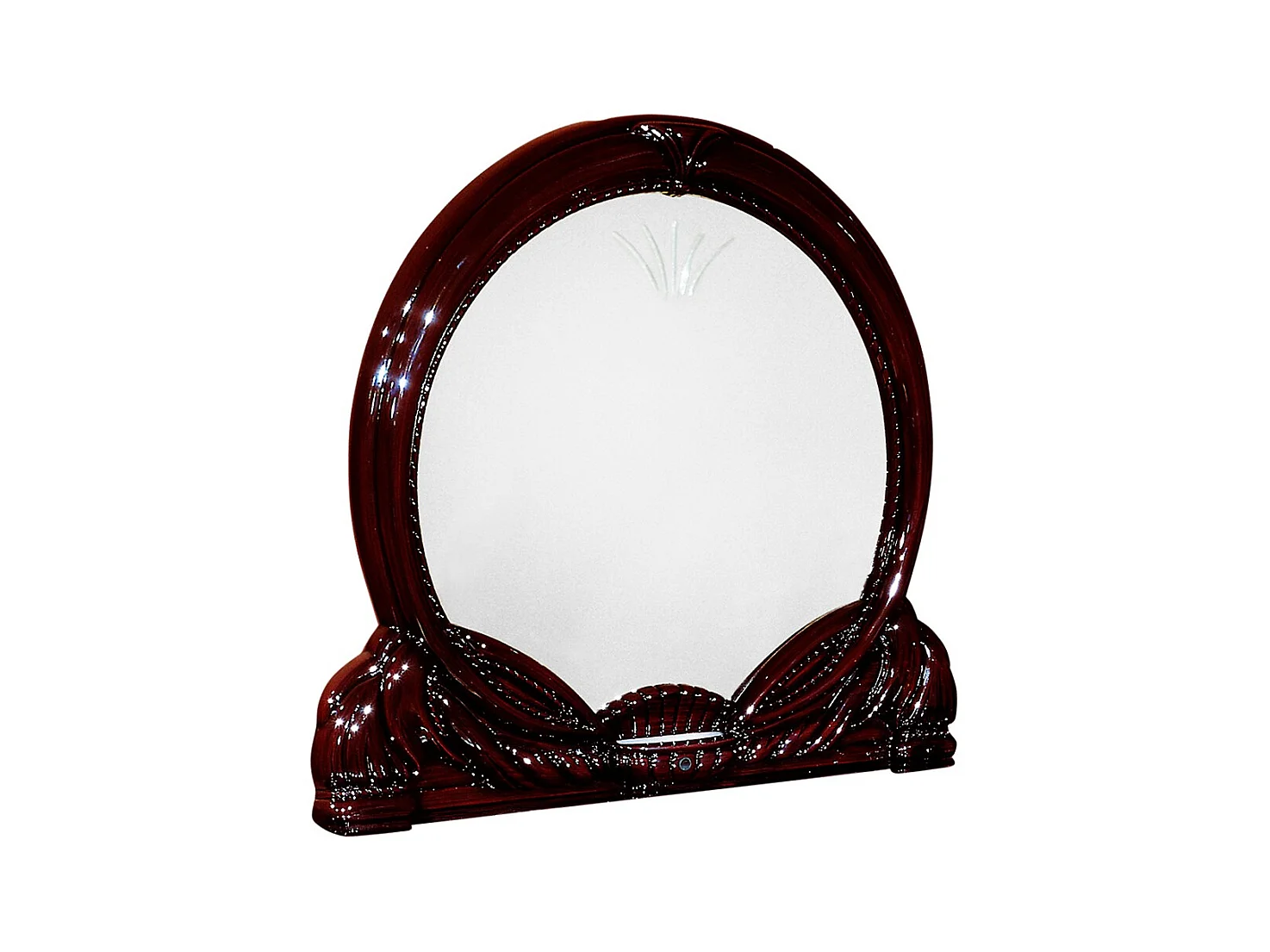 Miroir rond bois brillant acajou Venize 111cm