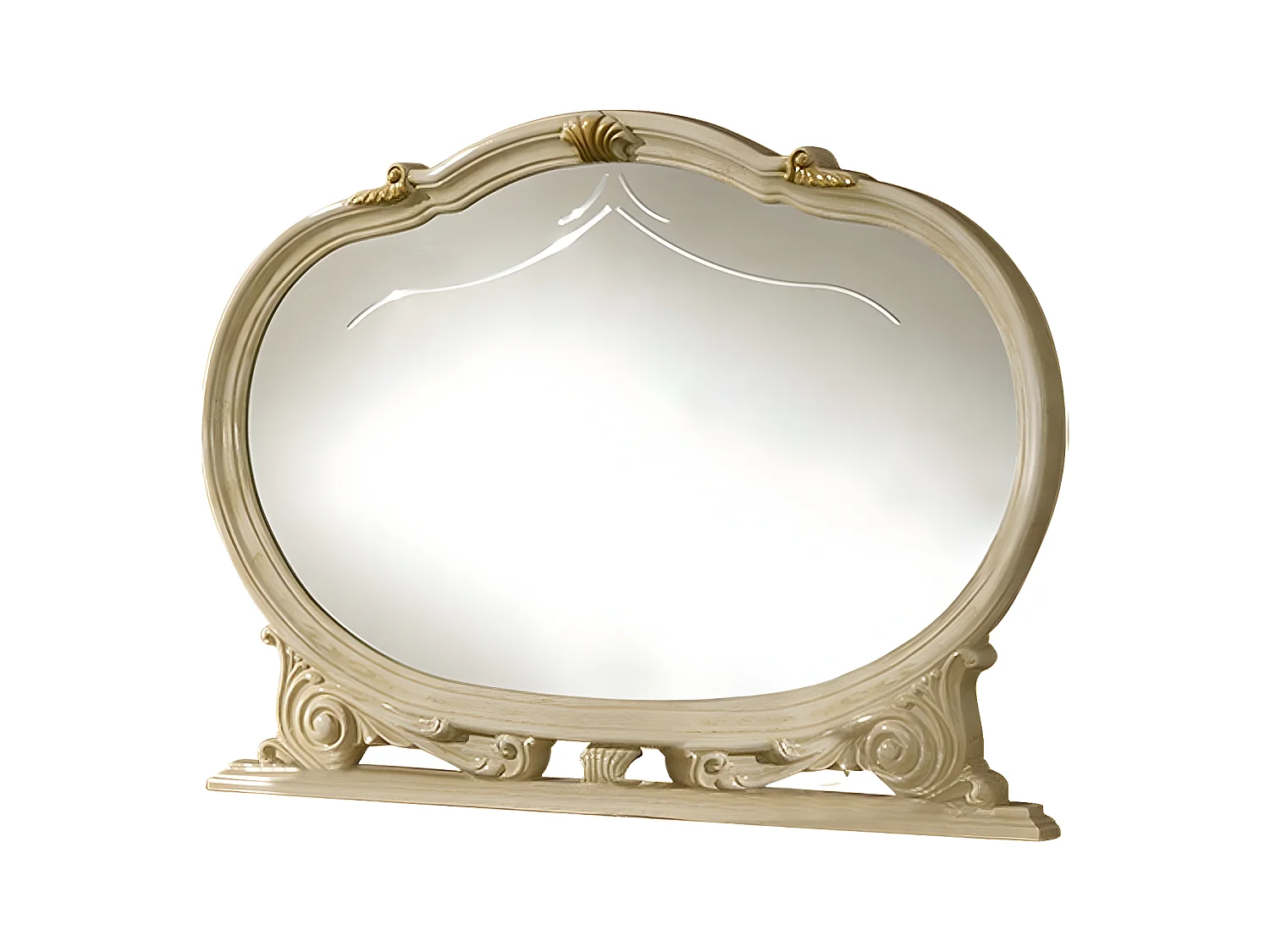 Miroir mural bois vernis laqué brillant beige Venus 130cm