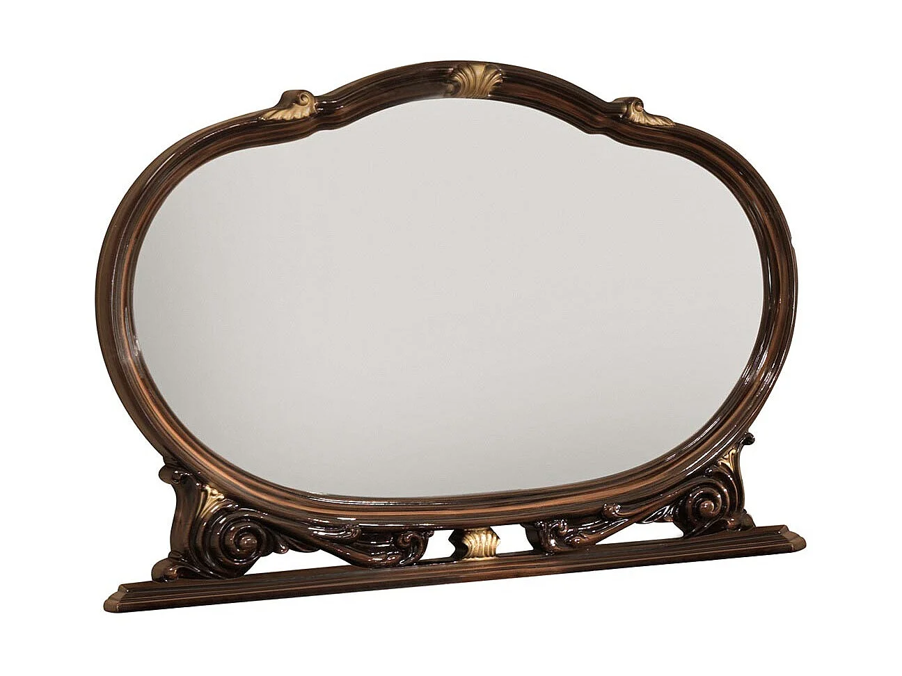 Venus bruin glanzend gelakt gelakt houten wandspiegel 130 cm