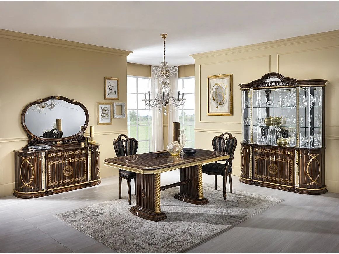 Miroir mural bois vernis laqué brillant marron Venus 130cm