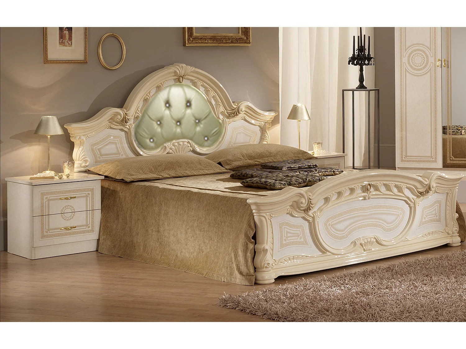 Miroir mural laqué beige Soraya 114cm