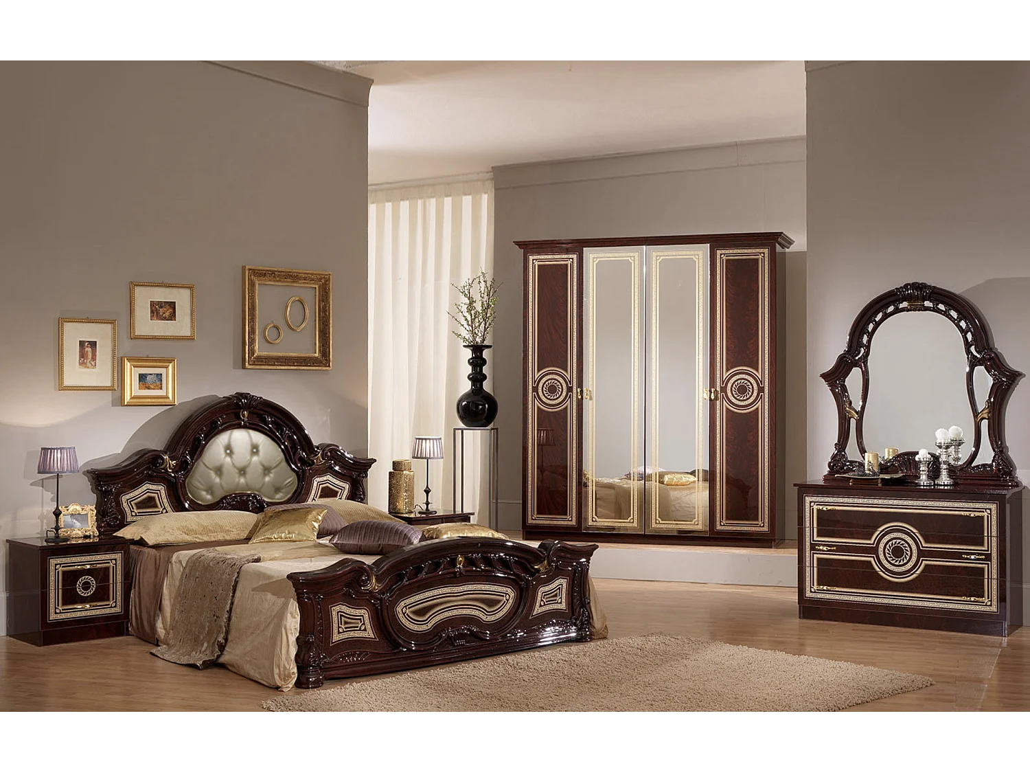 Miroir mural laqué acajou Soraya 114cm