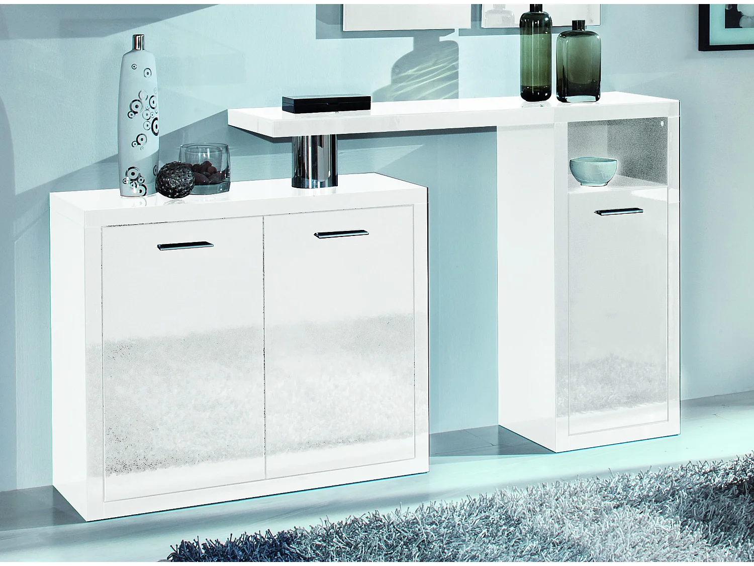 Ensemble meuble d'entrée bois brillant blanc Vado 172cm