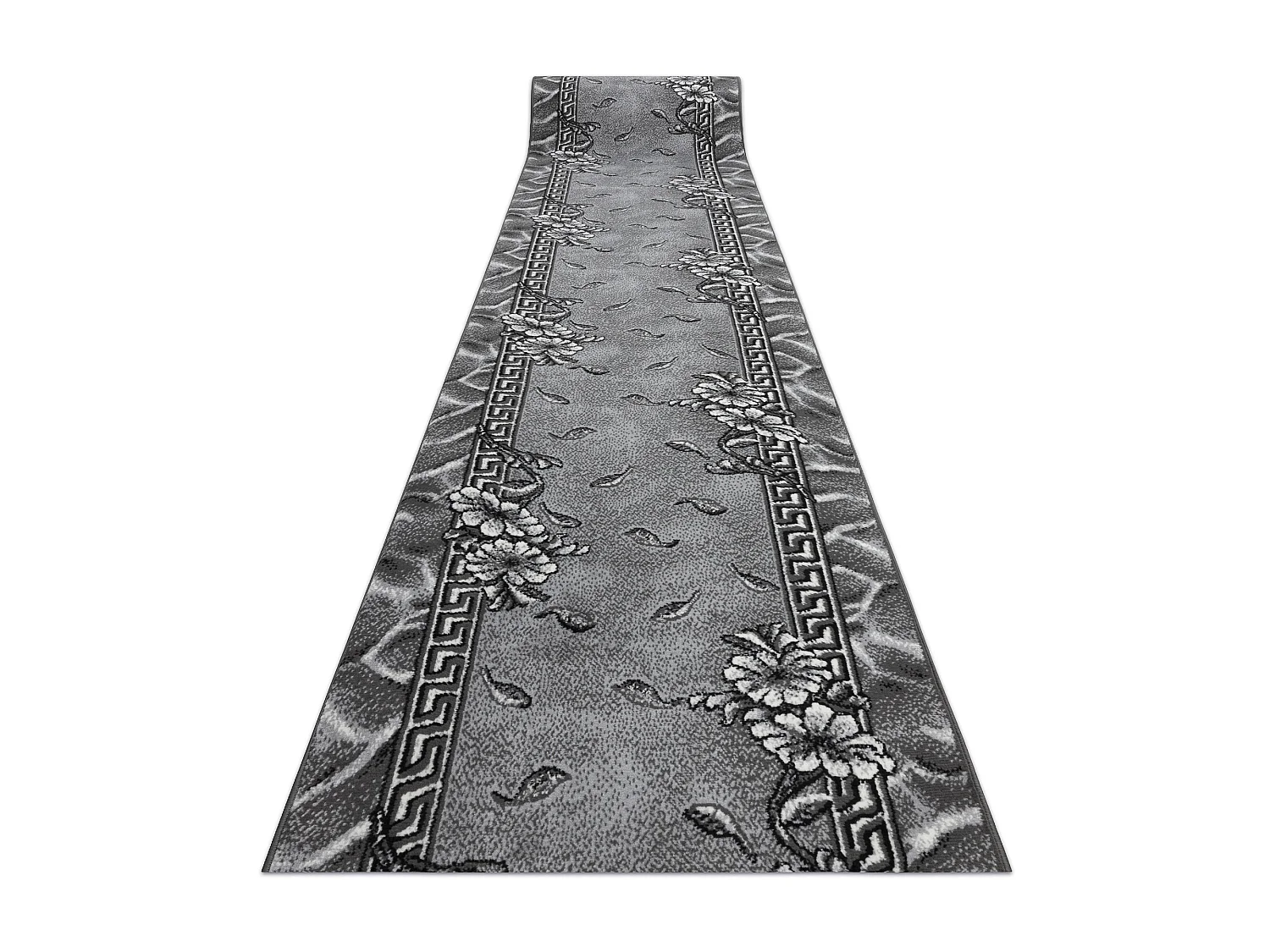 Vloerbekleding BCF MORAD Trio bladje, bloemen grijs 120x960 cm