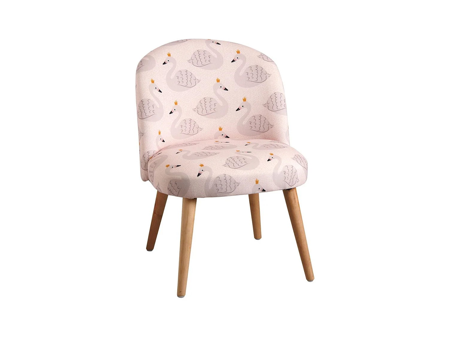 Chaise enfant en coton et bois Cygne rose