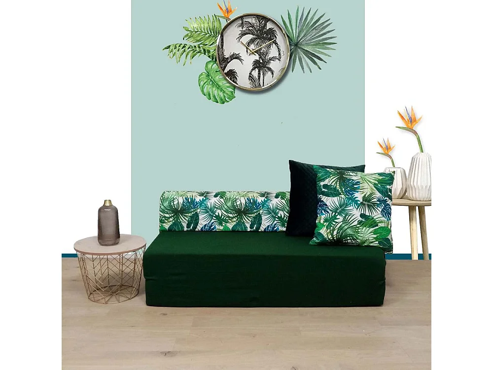 Chauffeuse double en coton coussin imprimé Deep jungle