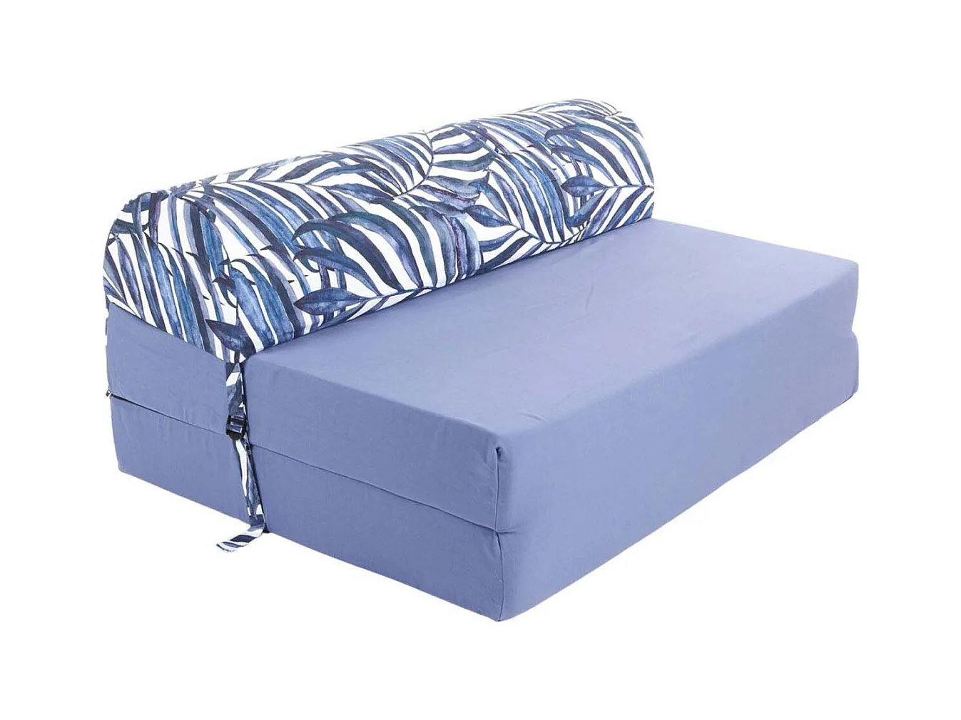 Chauffeuse double en coton coussin imprimé Bleu palm