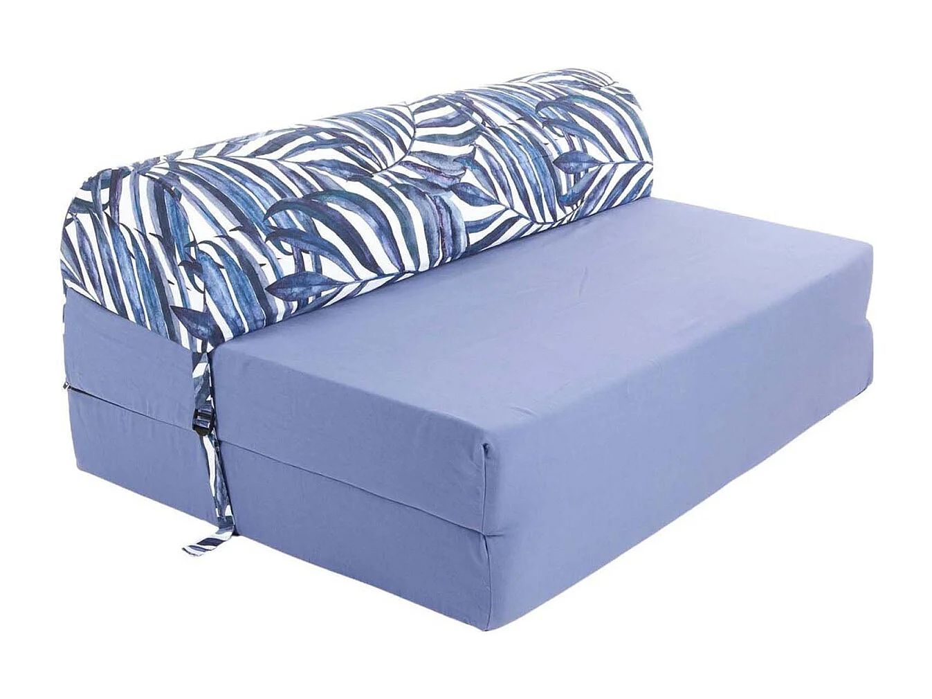 Chauffeuse double en coton coussin imprimé Bleu palm