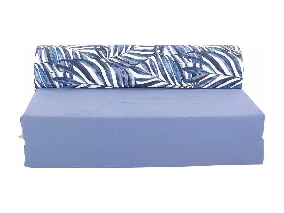 Chauffeuse double en coton coussin imprimé Bleu palm