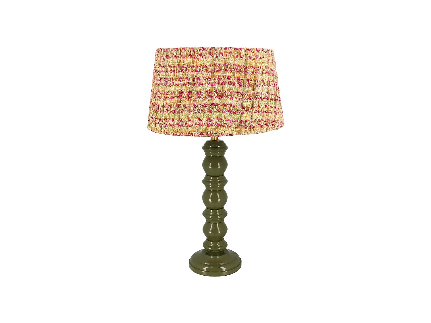Now's Home - Lampe A Poser Pied Bois Kaki Avec Abat Jour En Tweed Ht 51 Cm Romy