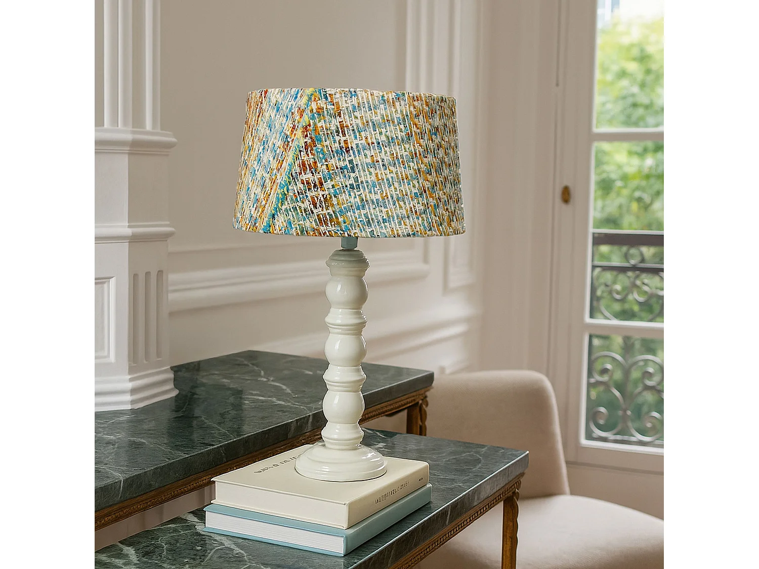 Now's Home - Lampe à Poser Avec Abat Jour En Tweed H51cm