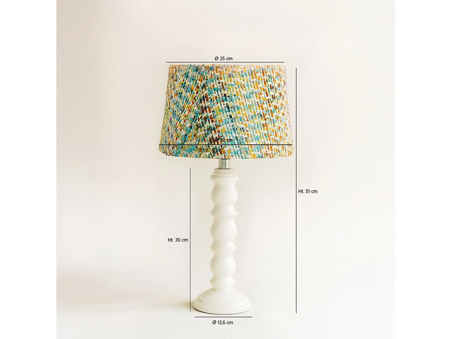 Now's Home - Lampe à Poser Avec Abat Jour En Tweed H51cm