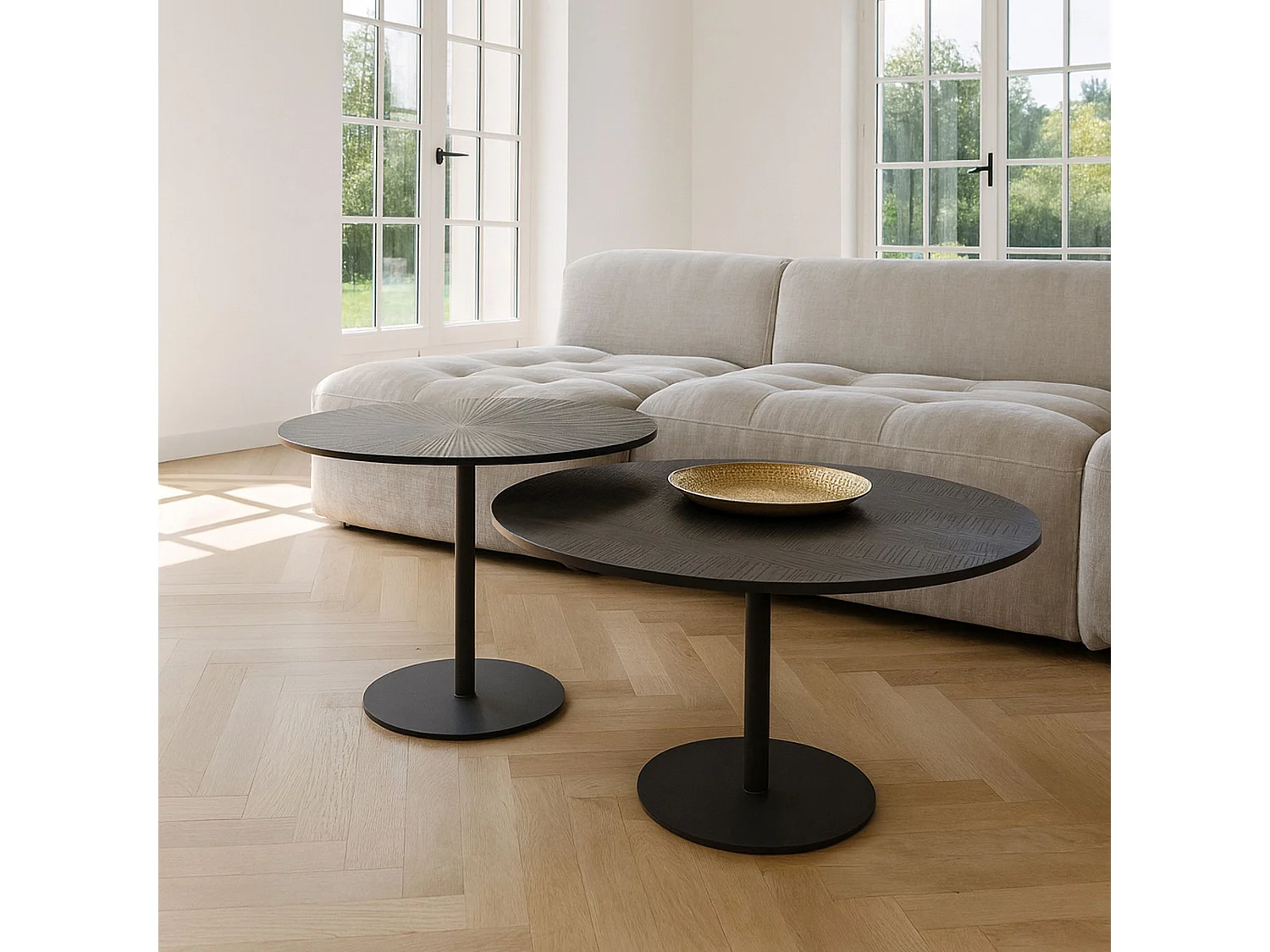 Now's Home - Table Basse Ronde En Bois De Manguier Noir ø80 Cm Ht38.5 Ubu