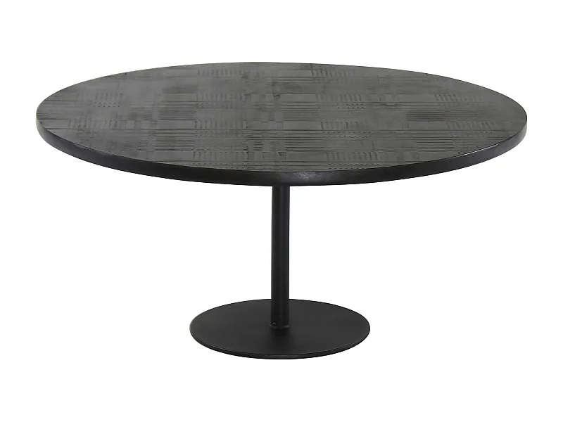 Now's Home - Table Basse Ronde En Bois De Manguier Noir O80 Cm Ht38.5 Ubu