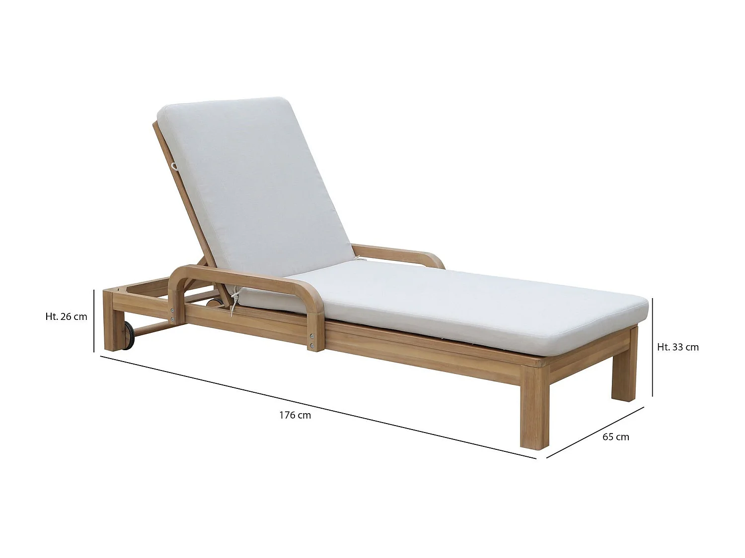 Now's Home - Lot De 2 Chaises Longues En Bois D'acacia Et Matelas écru