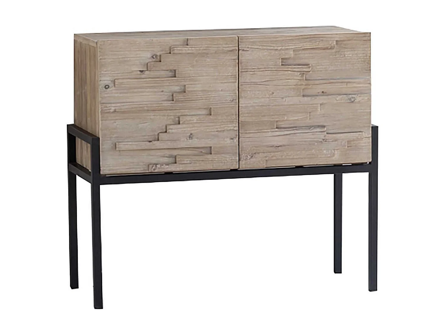 Now's Home - Bahut/bar 2 Portes Pin Recycle Pieds Metal Noir 95x40xh85cm Kristen