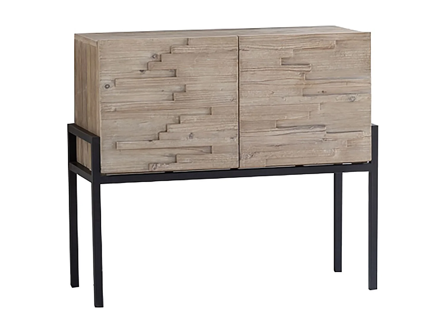 Now's Home - Bahut/bar 2 Portes Pin Recycle Pieds Metal Noir 95x40xh85cm Kristen