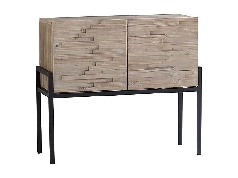 Now's Home - Bahut/bar 2 Portes Pin Recycle Pieds Metal Noir 95x40xh85cm Kristen