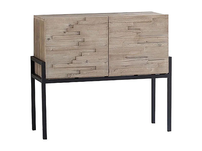 Now's Home - Bahut/bar 2 Portes Pin Recycle Pieds Metal Noir 95x40xh85cm Kristen