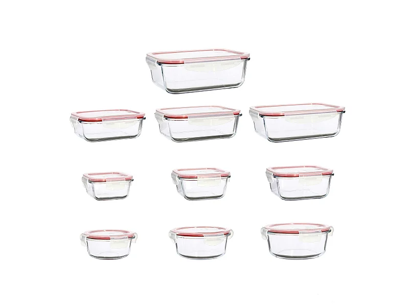 Menastyl - Set 10 Boites Hermetiques Clementine En Verre Avec Couvercle