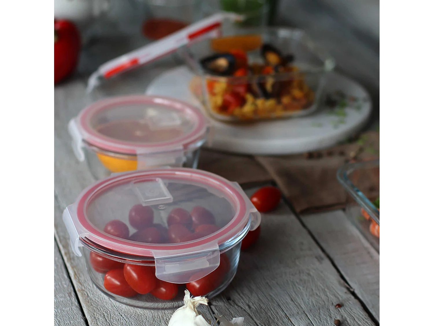 Menastyl - Boite Hermetique Ronde + Couvercle 930ml Clementine