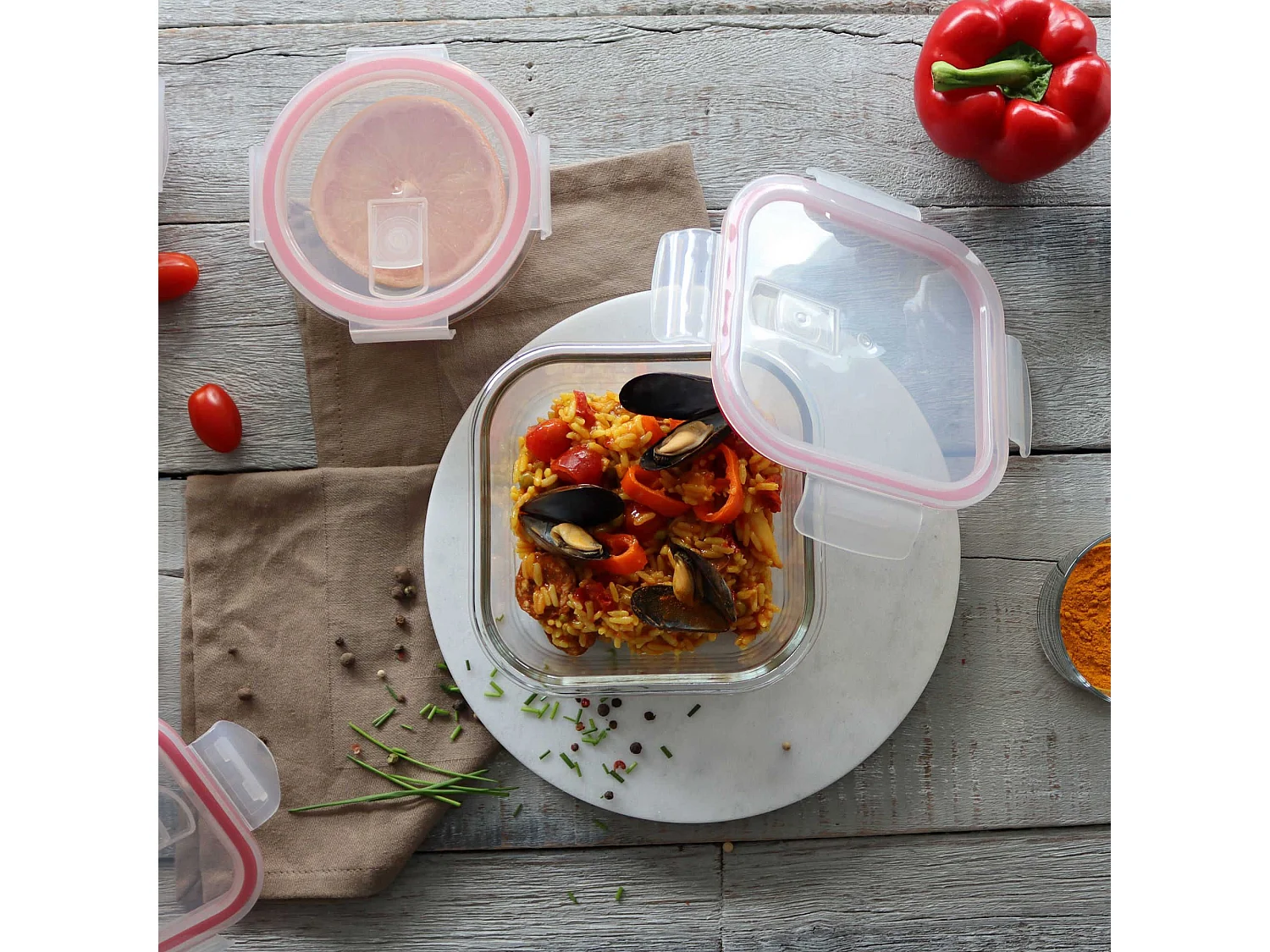 Menastyl - Boite Hermetique Carree + Couvercle 310ml Clementine