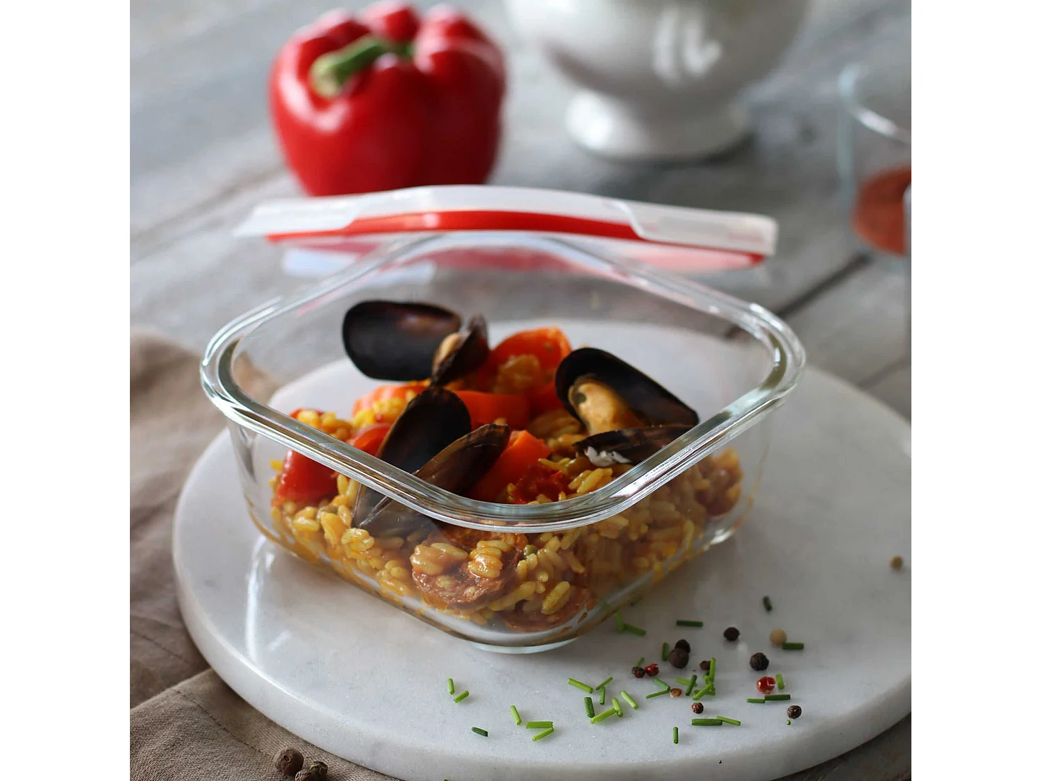 Menastyl - Boite Hermetique Carre + Couvercle 500ml Clementine