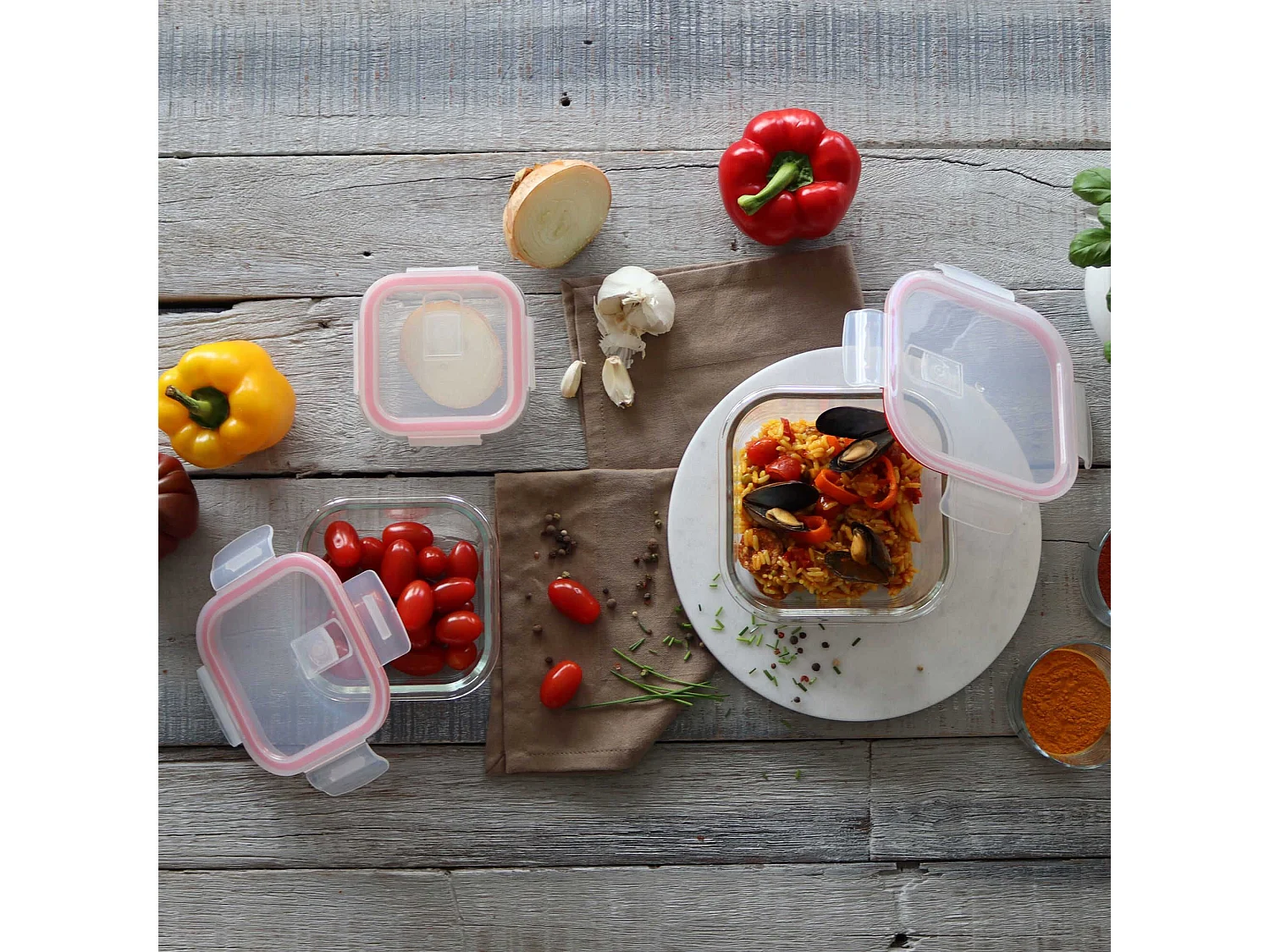 Menastyl - Boite Hermetique Carre + Couvercle 500ml Clementine