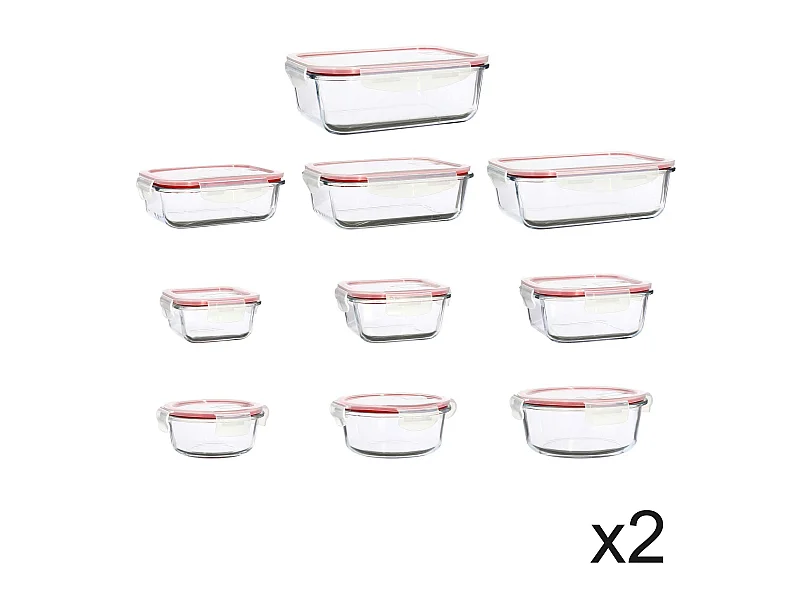 Menastyl - Set 20 Boites Hermetiques Clementine En Verre Avec Couvercle