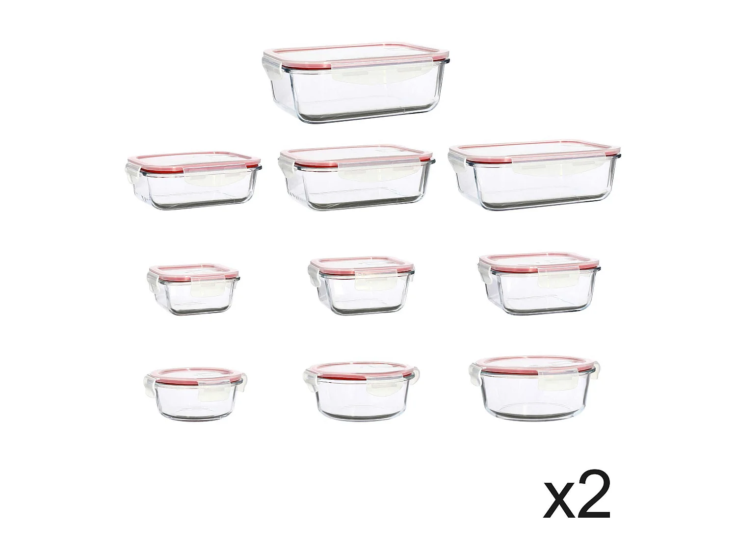 Menastyl - Set 20 Boites Hermetiques Clementine En Verre Avec Couvercle