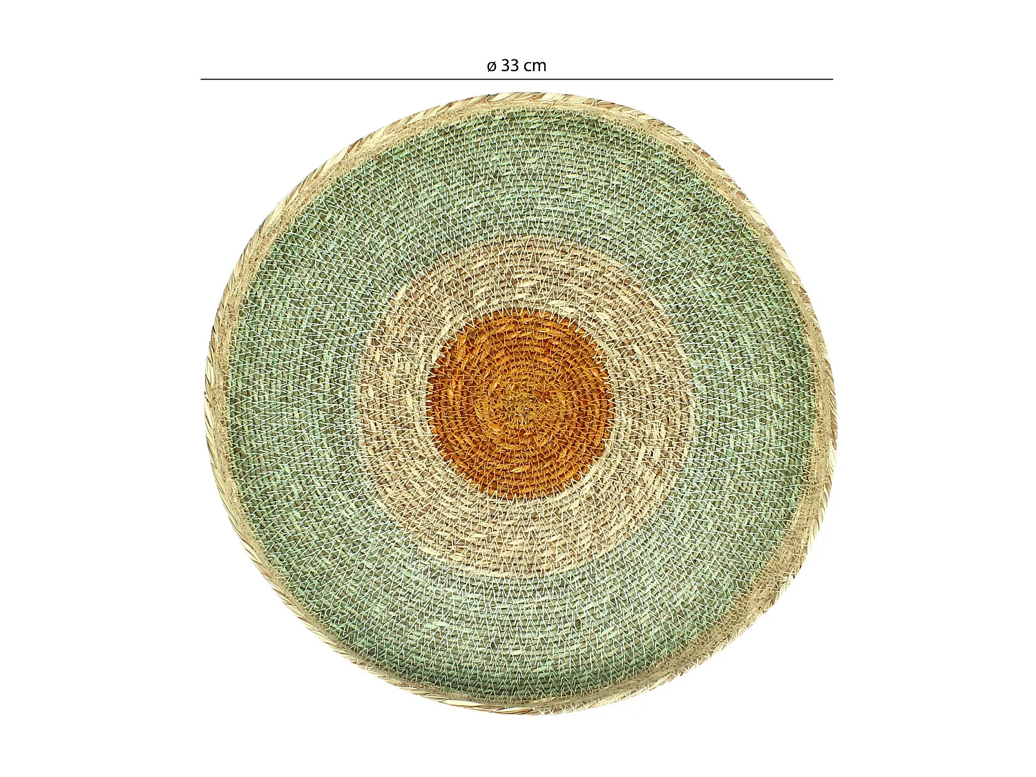 Now's Home - Centre De Table Rond En Jonc De Mer Tresse  Main Diam 33x4cm Kampa