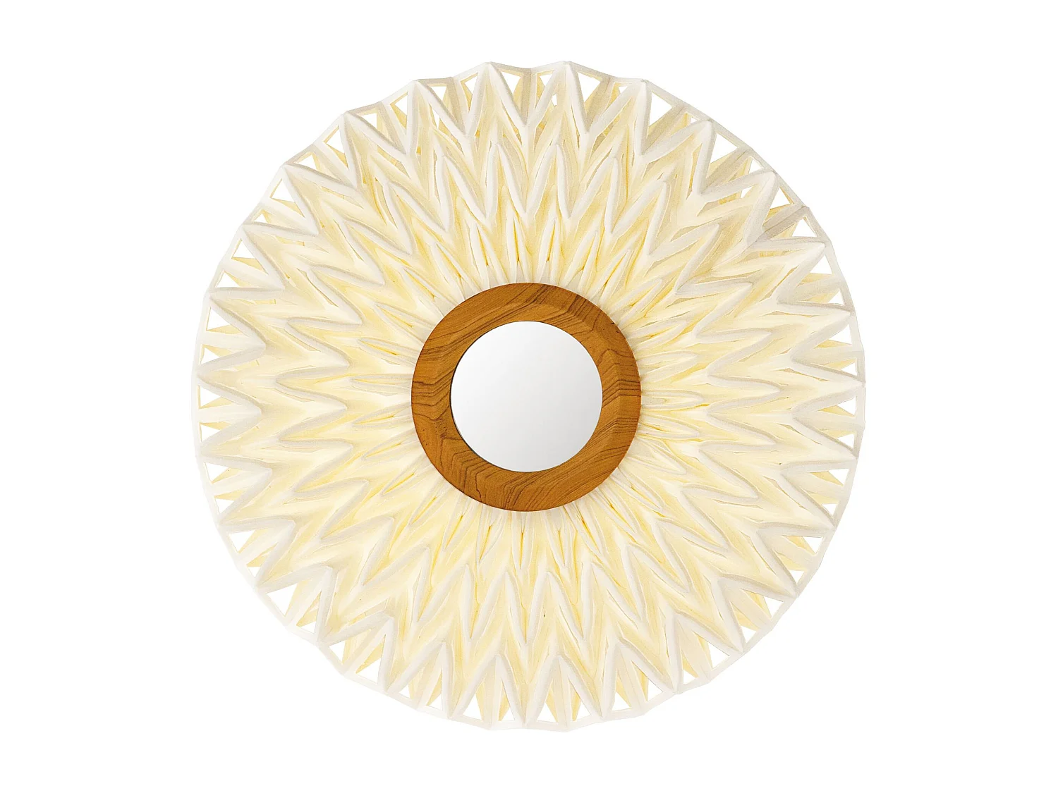 Now's Home - Applique En Tissu Blanc Casse Miroir Au Milieu Dia60cm Matahari