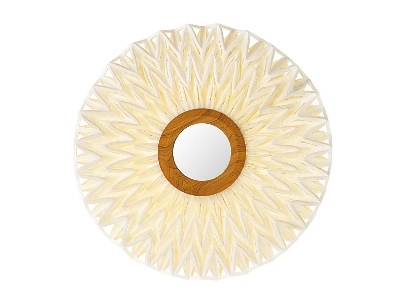 Now's Home - Applique En Tissu Blanc Casse Miroir Au Milieu Dia60cm Matahari